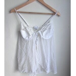 Secret Treasures White Swiss‎ Dot Lace Babydoll Lingerie Top Mens Medium